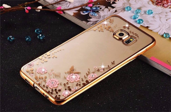 capa transparente silicone flores samsung