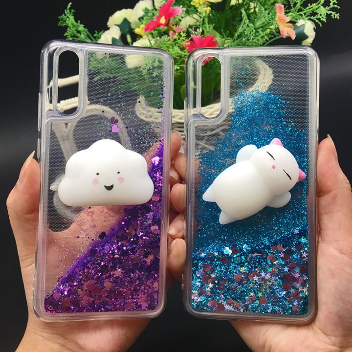 capa silicone liquido brilhantes boneco 3d Huawei P20 Lite