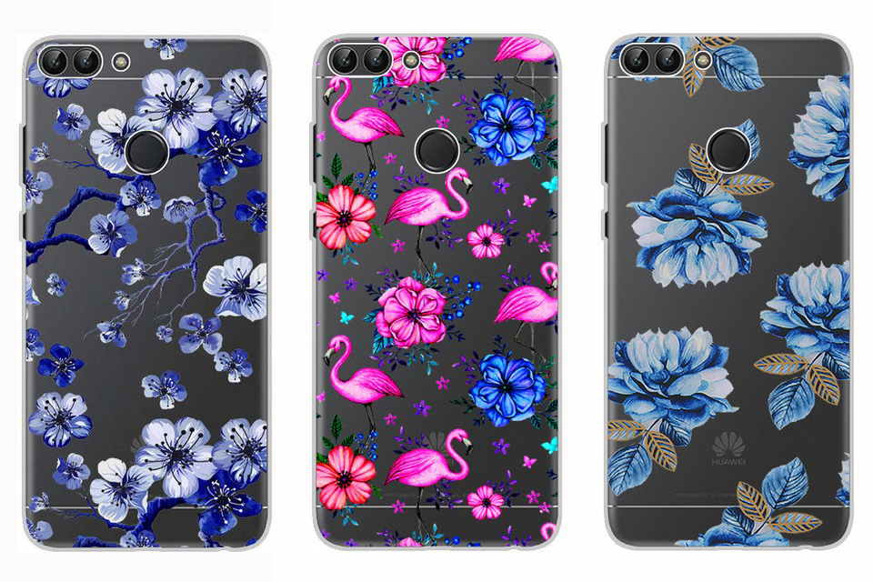 capa silicone transparente flores telemovel huawei p smart