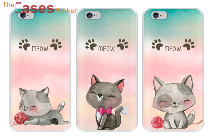 capa gato meow silicone iphone