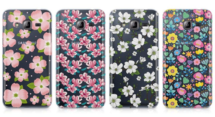 capas silicone transparende motivos florais samsung j3 2016