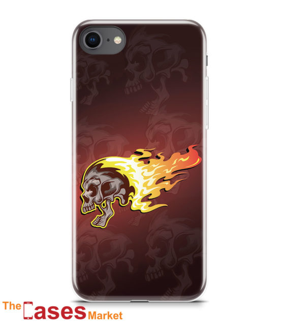 capa iPhone flaming skull