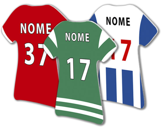 imans aluminio futebol forma t-shir