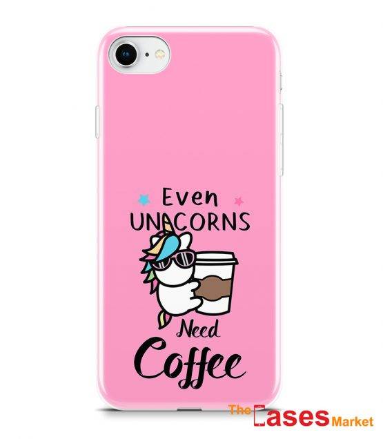 capa telemovel even unicorns need coffee