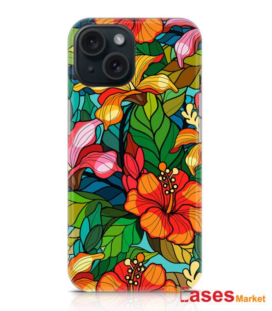 capa silicone iphone flores vidro 14