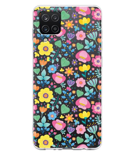 Capa Samsung A12 transparente com flores