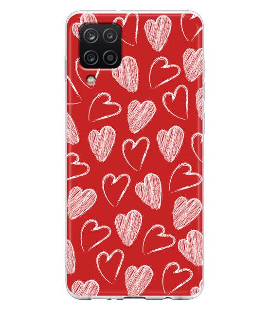 Capa silicone vermelho Samsung A12 com Corações desenhados