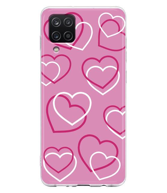 Capa rosa Samsung A12 com Corações