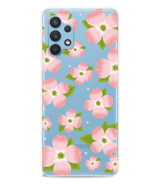 Capa transparente Samsung A32 5G flores rosa