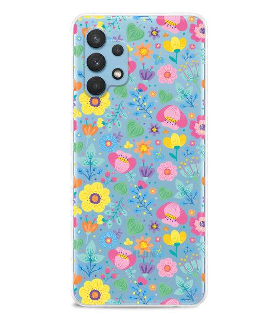 Capa Samsung A32 5G transparente com flores