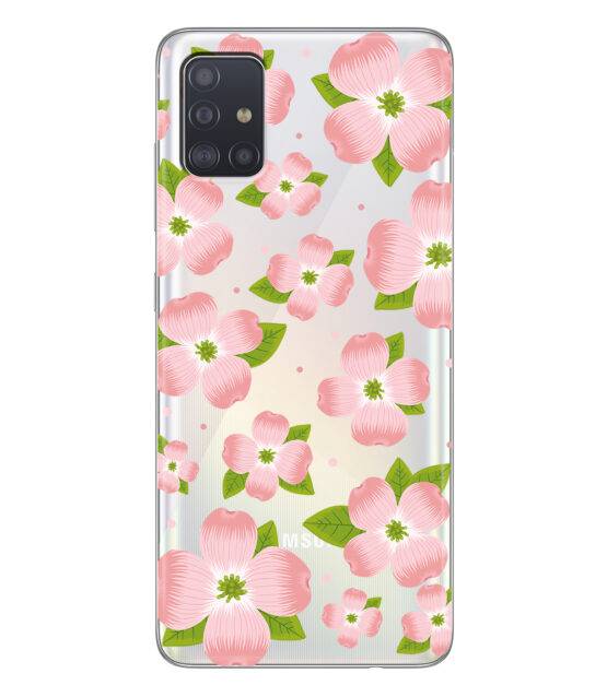 Capa transparente Samsung A51 5G flores rosa