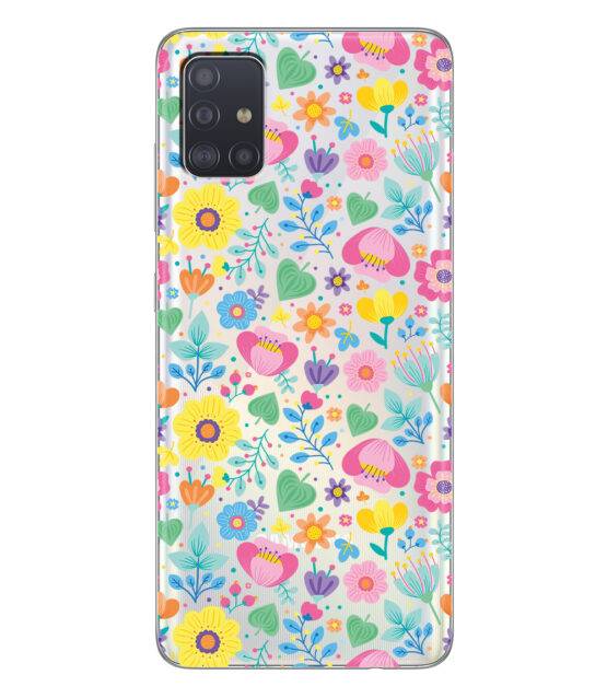 Capa Samsung A51 5G transparente com flores