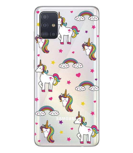 Capa transparente Samsung A51 5G com Unicórnios