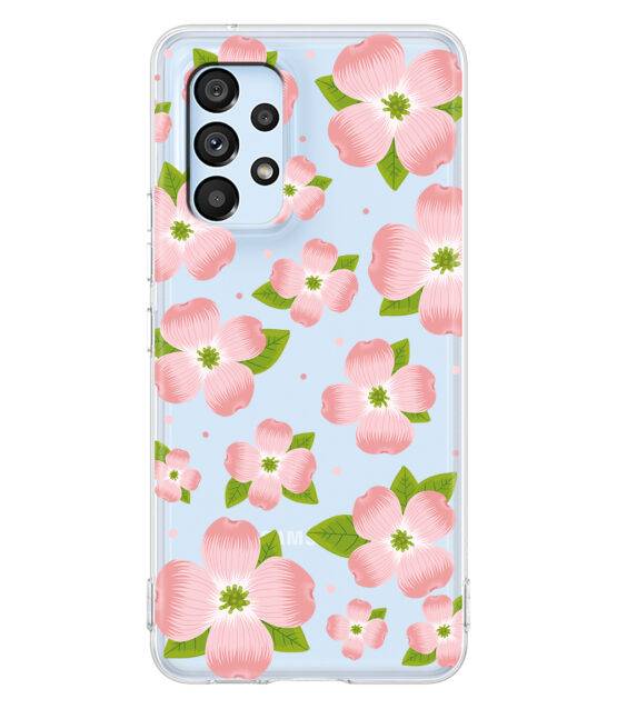 Capa transparente Samsung A53 5G flores rosa