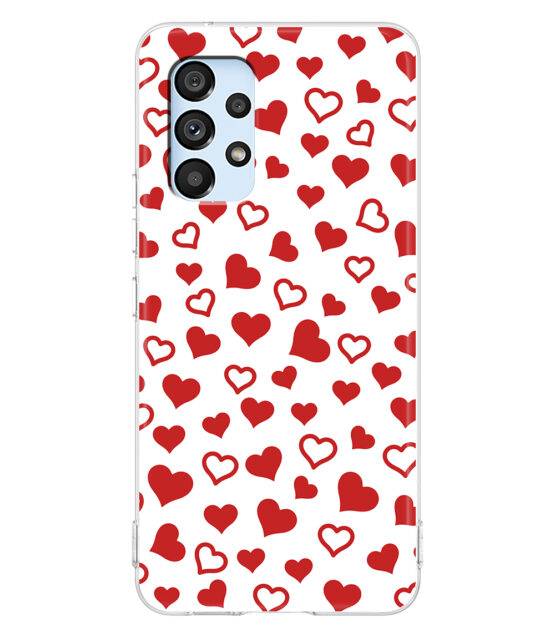 Capa branca Samsung A53 5G com Corações Vermelhos