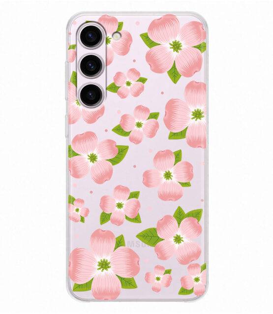 Capa transparente Samsung S23 flores rosa
