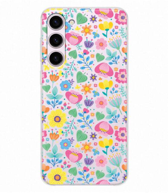 Capa Samsung S23 transparente com flores