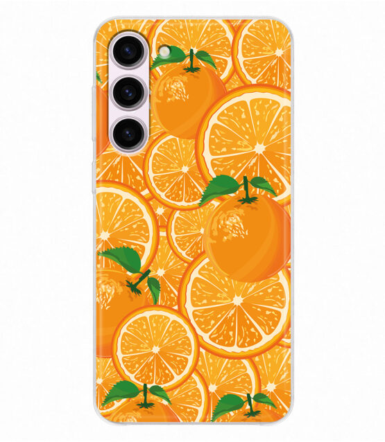 Capa Samsung S23 silicone transparente Laranjas