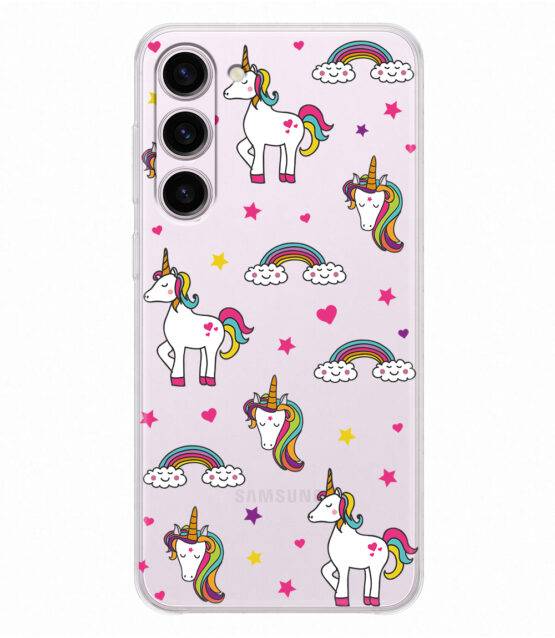 Capa transparente Samsung S23 com Unicórnios
