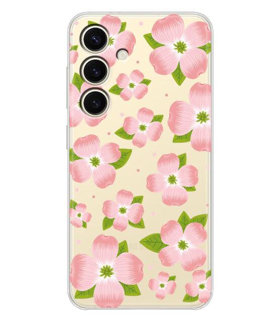 Capa transparente Samsung S24 flores rosa