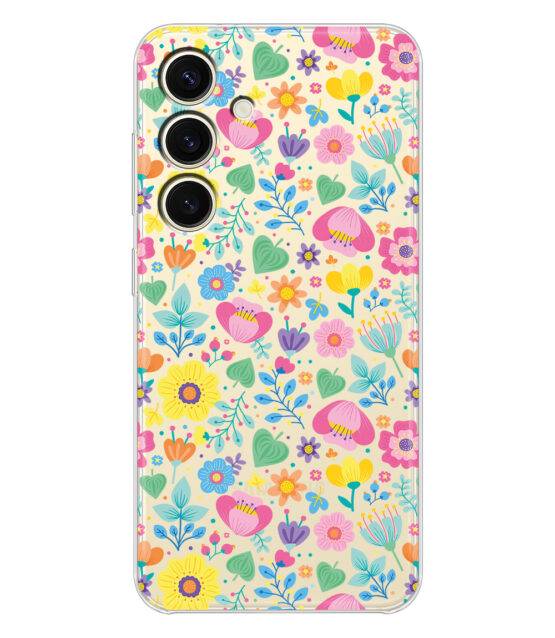 Capa Samsung S24 transparente com flores