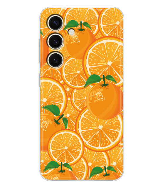 Capa Samsung S24 silicone transparente Laranjas