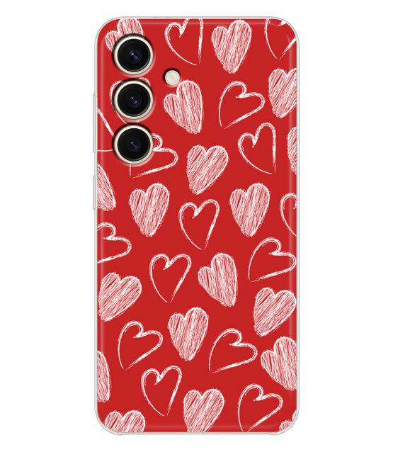 Capa silicone vermelho Samsung S24 com Corações desenhados