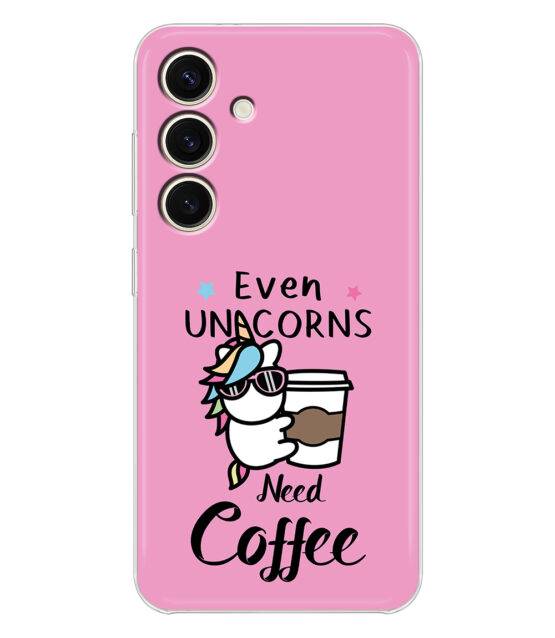 Capa Samsung S24 silicone rosa com Unicórnio