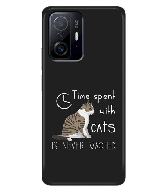 Capa Xiaomi 11T / 11T Pro silicone preto Time Spent with Cats is Never Wasted