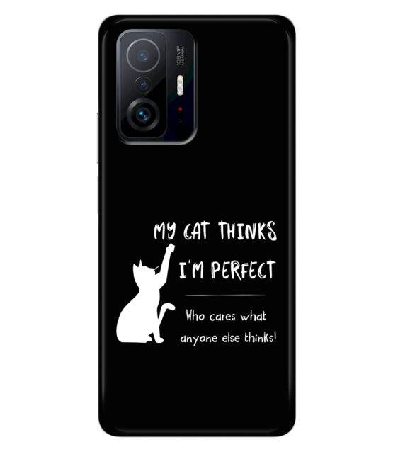 Capa Xiaomi 11T / 11T Pro silicone preto My cat thinks I’m perfect