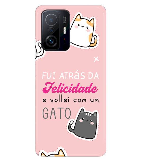 Capa Xiaomi 11T / 11T Pro silicone rosa Fui Atrás Felicidade e Voltei com um Gato