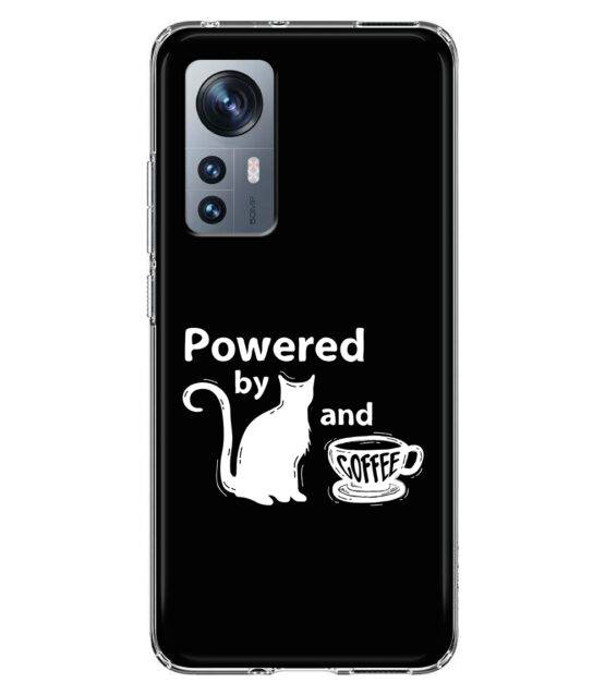 Capa Xiaomi 12 / 12X silicone preto Powered by Cats & Coffee