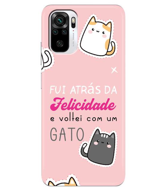 Capa Xiaomi Redmi Note 10 4G / 10S silicone rosa Fui Atrás Felicidade e Voltei com um Gato