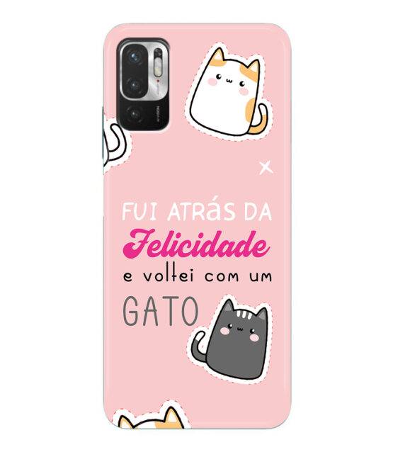 Capa Xiaomi Redmi Note 10 5G / Poco M3 Pro silicone rosa Fui Atrás Felicidade e Voltei com um Gato