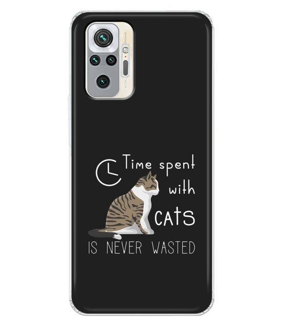 Capa Xiaomi Redmi Note 10 Pro / 10 Pro Max silicone preto Time Spent with Cats is Never Wasted