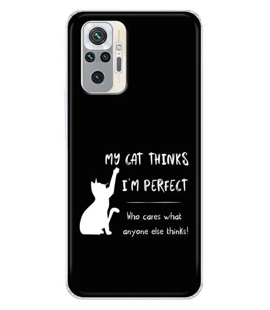 Capa Xiaomi Redmi Note 10 Pro / 10 Pro Max silicone preto My cat thinks I’m perfect