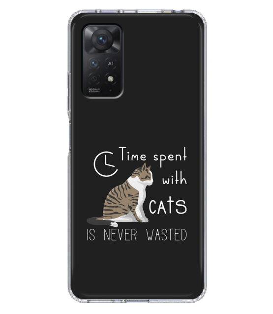 Capa Xiaomi Redmi Note 11 Pro 5G silicone preto Time Spent with Cats is Never Wasted