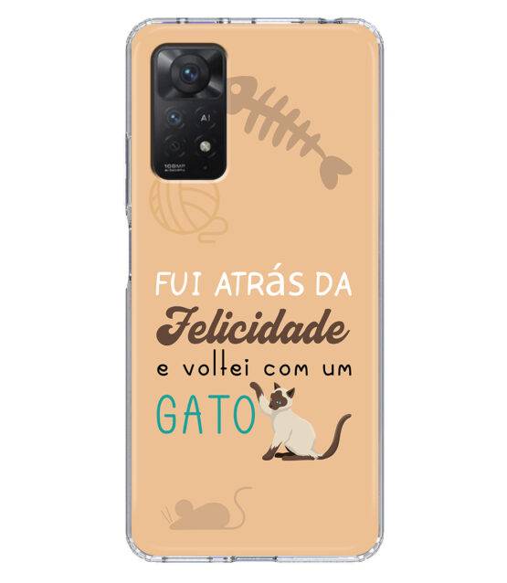 Capa Xiaomi Redmi Note 11 Pro 5G silicone Fui Atrás Felicidade e Voltei com um Gato