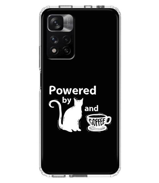 Capa Xiaomi Redmi Note 11T 5G / 11S 5G silicone preto Powered by Cats & Coffee
