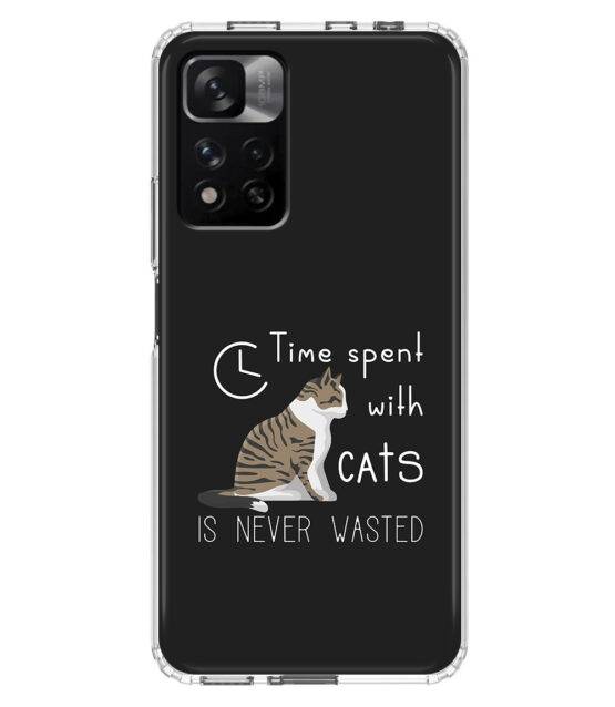 Capa Xiaomi Redmi Note 11T 5G / 11S 5G silicone preto Time Spent with Cats is Never Wasted