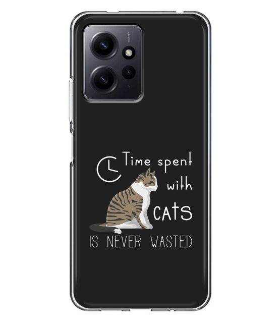 Capa Xiaomi Redmi Note 12 4G silicone preto Time Spent with Cats is Never Wasted