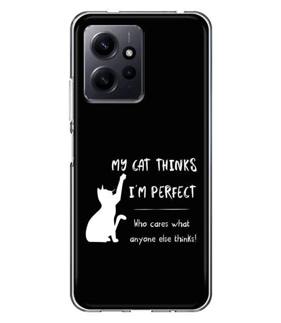 Capa Xiaomi Redmi Note 12 4G silicone preto My cat thinks I’m perfect