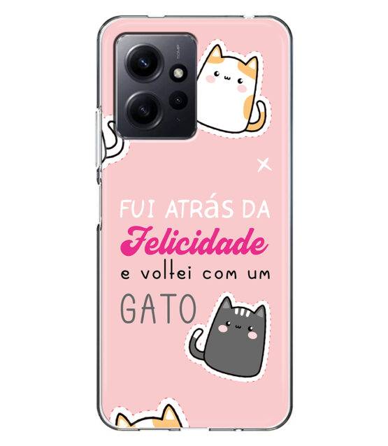 Capa Xiaomi Redmi Note 12 4G silicone rosa Fui Atrás Felicidade e Voltei com um Gato
