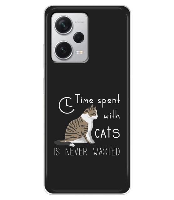 Capa Xiaomi Redmi Note 12 5G silicone preto Time Spent with Cats is Never Wasted