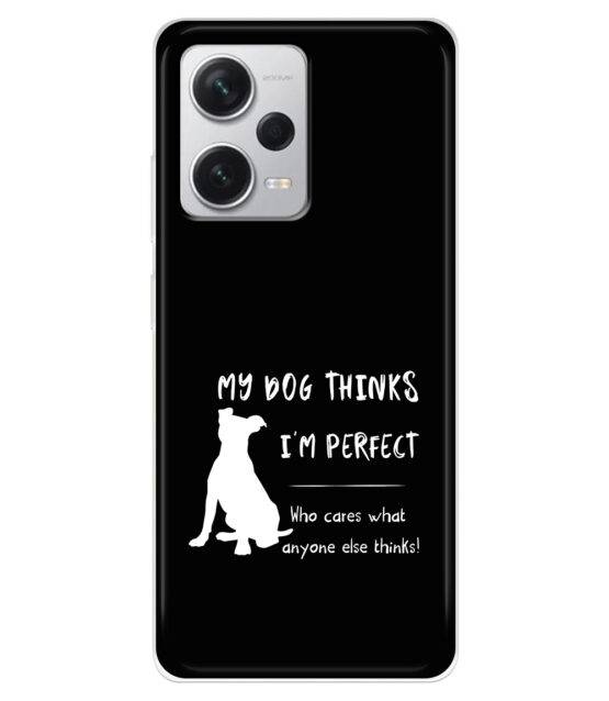 Capa Xiaomi Redmi Note 12 5G silicone preto My dog thinks I’m perfect