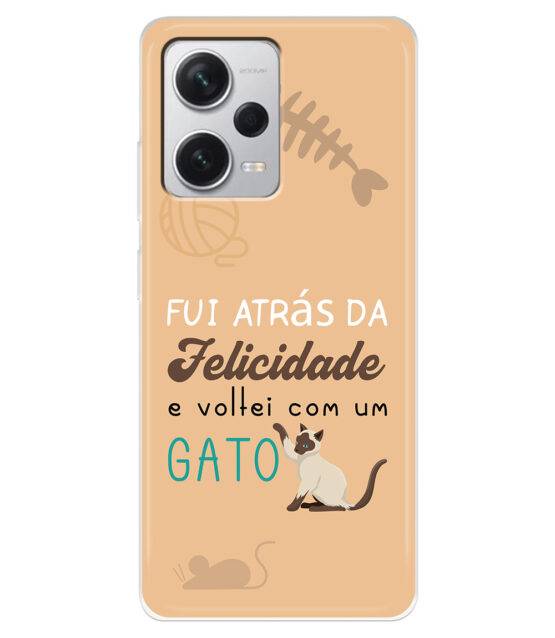 Capa Xiaomi Redmi Note 12 5G silicone Fui Atrás Felicidade e Voltei com um Gato
