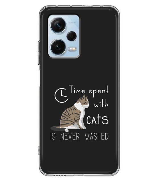 Capa Xiaomi Redmi Note 12 Pro 5G silicone preto Time Spent with Cats is Never Wasted