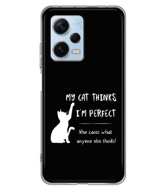 Capa Xiaomi Redmi Note 12 Pro 5G silicone preto My cat thinks I’m perfect