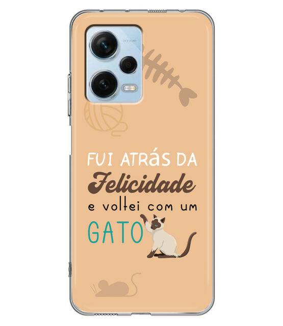 Capa Xiaomi Redmi Note 12 Pro 5G silicone Fui Atrás Felicidade e Voltei com um Gato