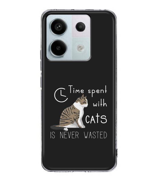 Capa Xiaomi Redmi Note 13 Pro 5G silicone preto Time Spent with Cats is Never Wasted